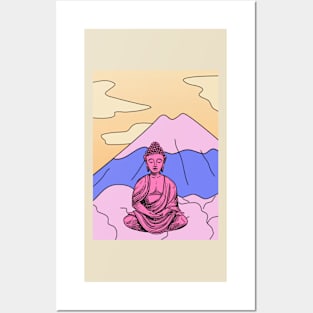 Vibrant Pink Purple and Yellow Buddha Graphic Posters and Art